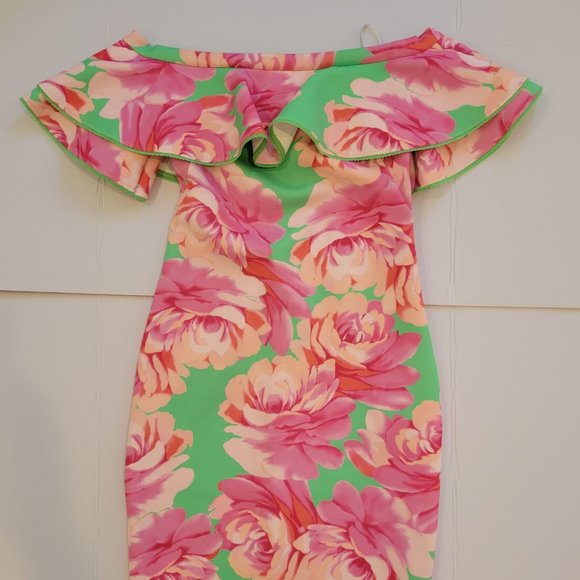 GUESS Marciano Pout Off-The-Shoulder Scuba Dress S - Picture 7 of 9